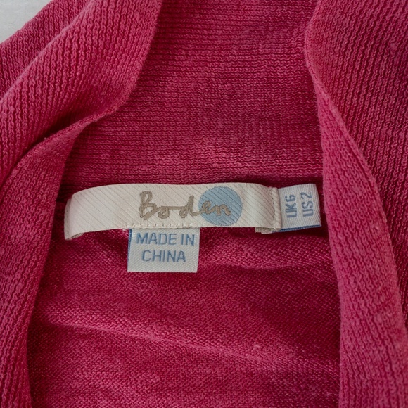 Boden Sweater Womens 2 Pink Linen Wrap Style 3/4 Length Sleeves - Picture 5 of 15